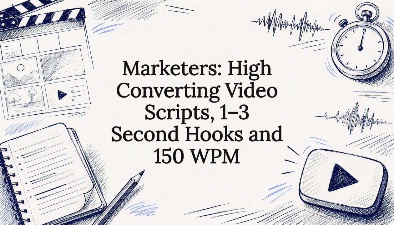 Marketers: High Converting Video Scripts, 1–3 Second Hooks and 150 WPM