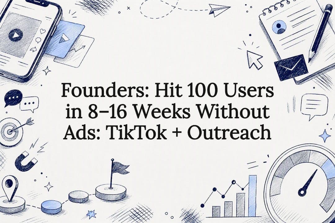 Founders: Hit 100 Users in 8–16 Weeks Without Ads: TikTok + Outreach